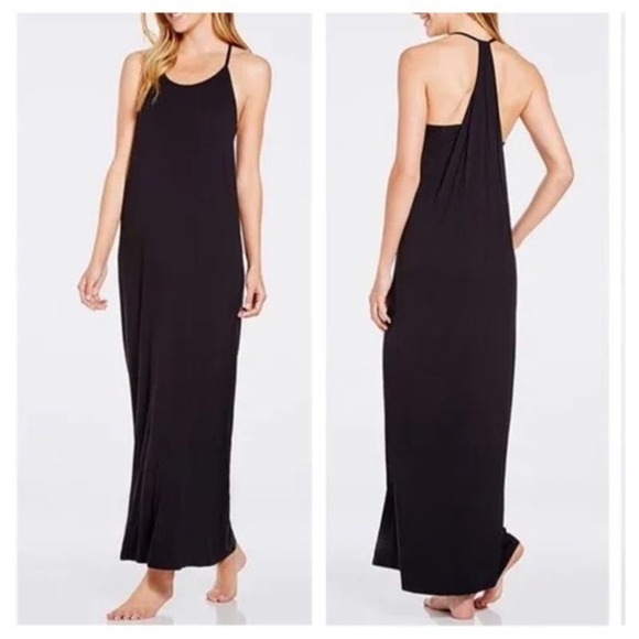 Fabletics Black Neema Maxi Hustle & Bustle Halter Dress Size L - Picture 1 of 12